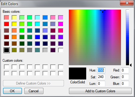 The color selection dialog box