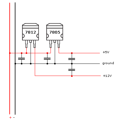 Power supply with capacitors added