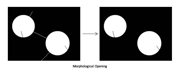 Morphological Opening: See the narrow white paths vanish?